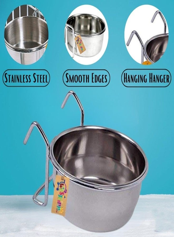 سايج سكوير وعاء طعام وبذور وماء للطيور من الفولاذ المقاوم للصدأ من سيج سكوير، مزود بحامل/علاقة - لا انسكاب ولا فوضى (قطعة واحدة) (200 مل) - Image 4